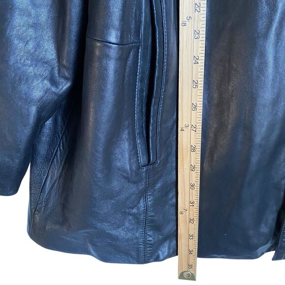 Pronto Uomo Leather Jacket Men 2XL Black Button Up Mid Length Soft Lambskin - Picture 5 of 12